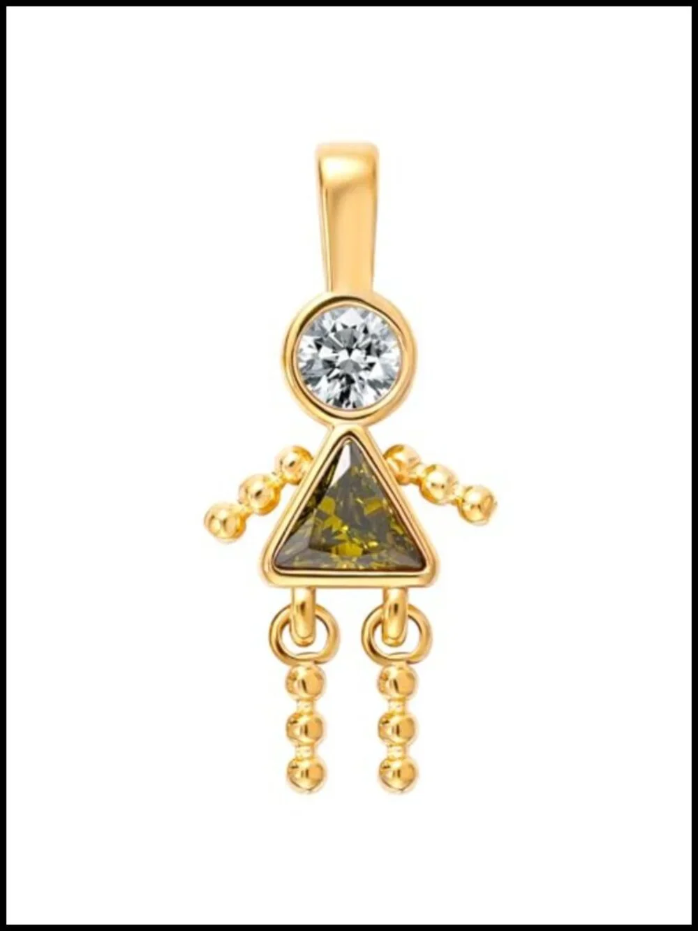 Custom Birthstone People Charm Necklace Pendant Stainless Steel Gold Plated